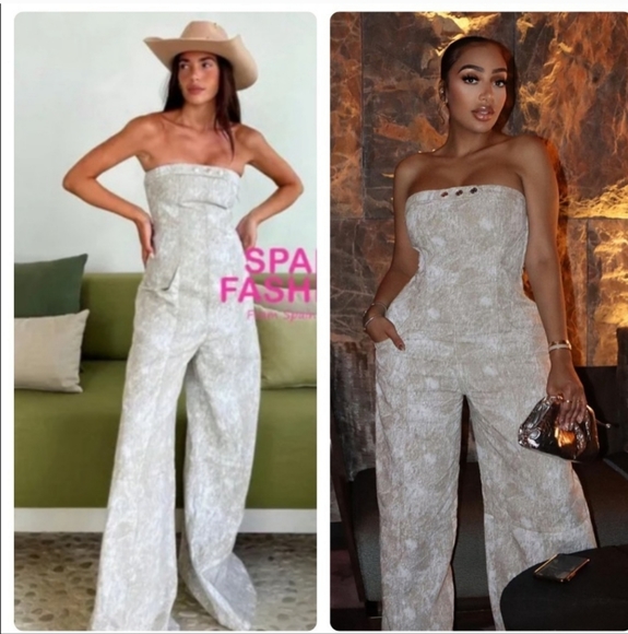 Zara Printed Linen Blend Jumpsuit - Picture 7 of 13